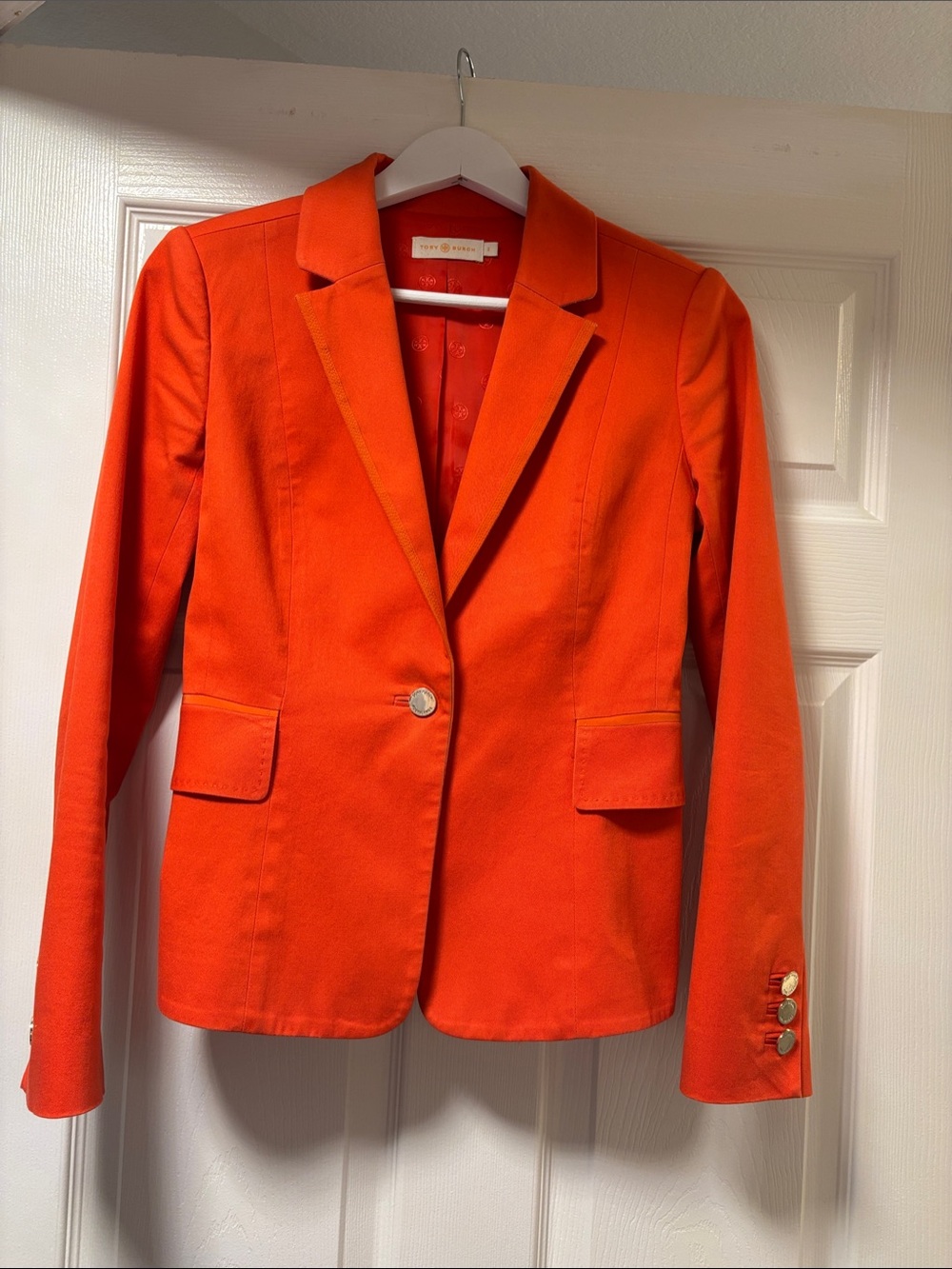 Tory Burch Bright Orange Single-Button Blazer
